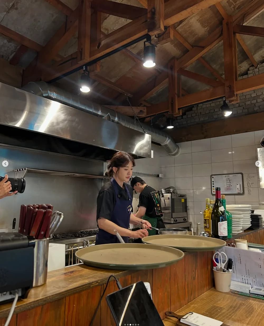 Chef Cho Ahreum cooking in the kitchen at ANITTA PASTA in Geumak