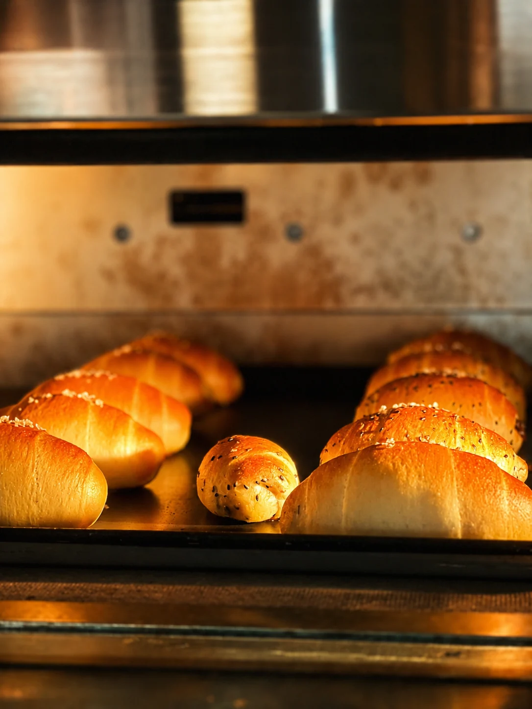 Bread baking inside an oven
